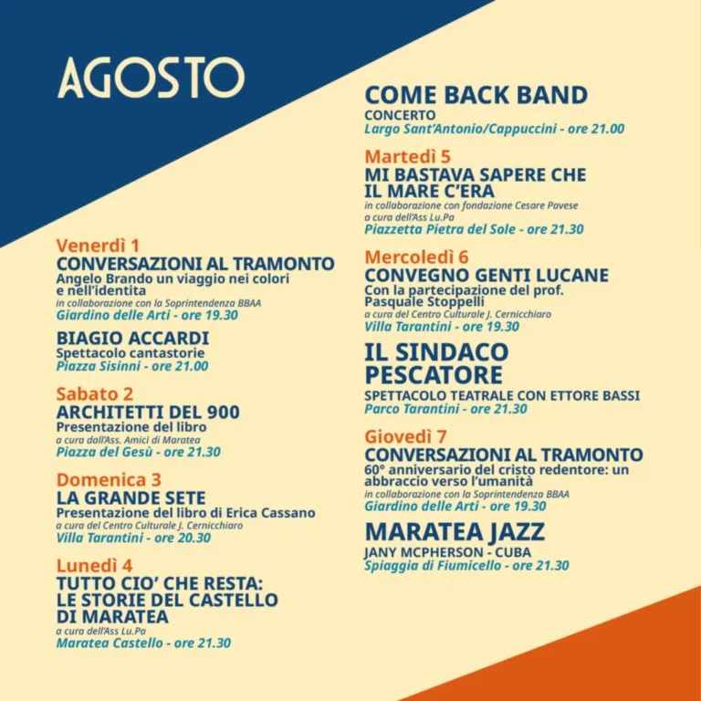 eventi 1 - 7 agosto